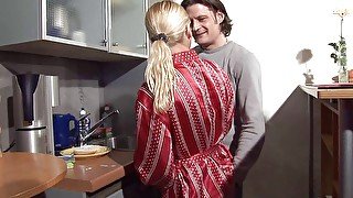 Cock loving blonde milf gets fucked in the kitchen