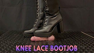 Cock Squeeze & Bootjob in Sexy Black Lace Knee Boots with TamyStarly - CBT, Trampling, Cock Crush