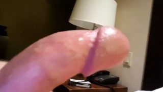 Jerking off in hotel.  Big cum shot. Hairy Bear