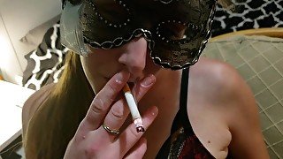 Smoking girl with a fox tail buttplug , smoke fetish