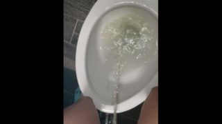 Messy. Girl Standing Piss In Public Bathroom