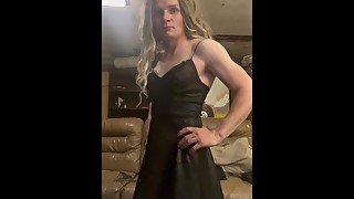 Sissy crossdresser in little black dress!