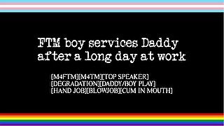 FTM Boy Services Daddy After a Long Day at Work