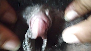 Playing with My hairy pussy before shaving it