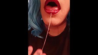 Trans girl finger sucking ASMR with spit