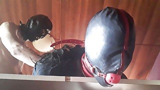 17 minutes of hogtied extreme blowjob and deepthroat with massive oral creampie