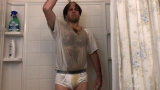 Stud In White Underclothes Piss Splosh