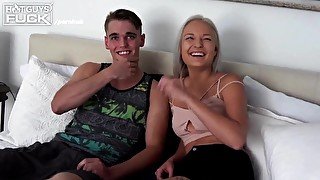 Awkward Hookup With A Happy Ending! Hot Blonde Blows New Guys Mind!