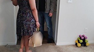 Food Delivery Guy fucks Beautiful big Booty Latina. Full Doggystyle