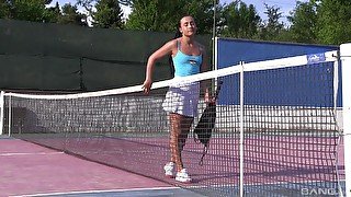 Tennis player Ana Rose got horny during the practice and masturbates