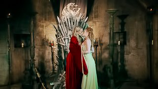 Rebecca More and Ella Hughes enjoy fucking on the iron throne