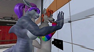 Heat anthro Futa furry dragon hot anal with furry girl in the shower