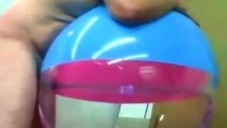 Big inflatable beach ball fuck cum inside