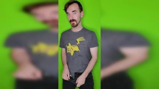 Just a guy in a Pikachu shirt showing off his cock.