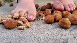 Watch Me Crush These Tiny Meatballs with My Sexy Chubby Feet