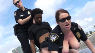 Rooftop steams up when horny milf cops fuck their suspect