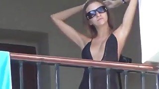 Amateur sex on hotel balcony