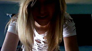 Young blonde webcam slut is proud to show me her teeny body