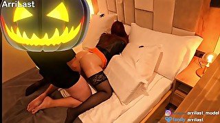 SEXY SPOOKY PUMPKIN FUCKED ME IN LEATHER SKIRT FOR HALLOWEEN