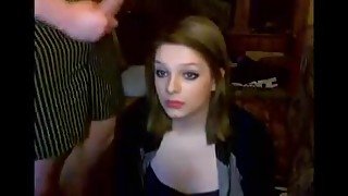 Cute college girl gives head