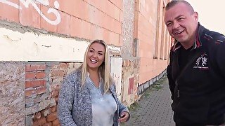 Hunter wins bet and fucks blonde MILF with big melons