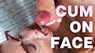 Girlfriend in Glasses Sensual Sucking Dick until Facial Cumshot