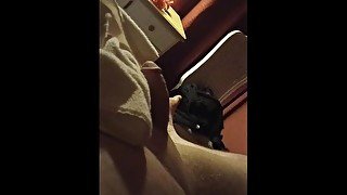 Stroking my cock at Asian massage place while waiting