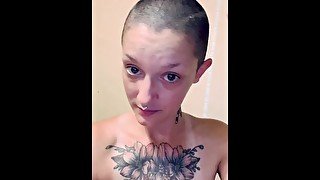 ALT Slut Shaves Head, Showers, Shaves Pussy Getting Ready for You