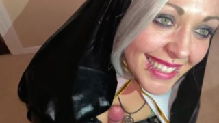 Slutty Nun Sucks Cock Till She Gets A Sticky Cum Confession On Her Face