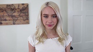 Petite teen in a white skirt teases her bro a bunch