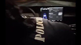 Aubrey receives head from cop in self driving car.