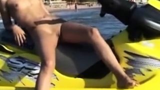 Public voyeur outdoors sex cumshot on the beach