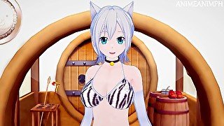 Natsu Fucks Lisana Strauss in her Cat Girl Costume Until Creampie - Fairy Tail Anime Hentai 3d