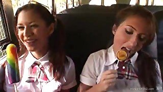 A schoolgirl gets had sex on the bus