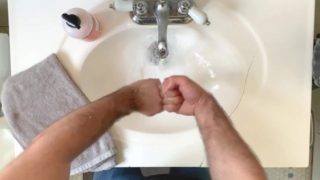 Double Fisting His Cracked and Ruined Sink