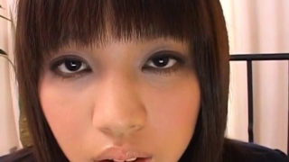 Hot japanese schoolgirl gets her hirsute pussy toyed