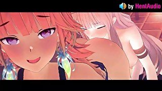 Futa Calliope Mori x Takanashi Kiara - 3d animation loop with sound