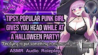 ASMR - Sexy Popular Punk Babe Gives You Head While At A Halloween Party! Hentai Anime Audio Roleplay