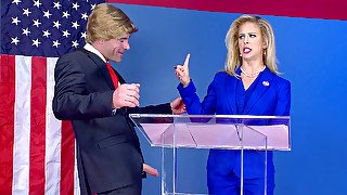 Cherie DeVille as Hillary Clayton sucks Donald Drumpf's fat cock