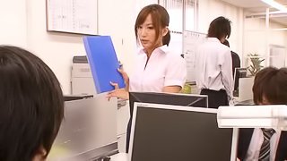 Cute Asian Office Babe Takes A Todger To The Twat