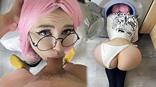 My Stupid Stepsister Stuck in a washing machine and got my big dick stuck in it - Peachgardens