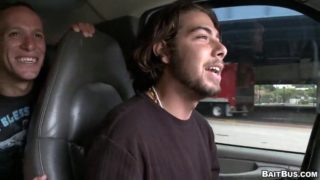 Gay guys havve rough sex in a car as they moan