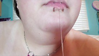 Drool and spit fetish with piercings