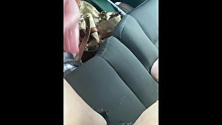 Quick finger fuck while daddy drives down the road