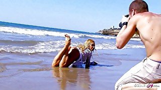 Sexy blonde MILF ginger ass fucked at beach shoot