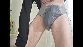 Pissing myself in panties hung twink bisexual