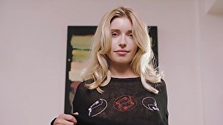 POV pleasure with a Russian blonde in red panties