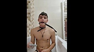 Shower edging and cum after long torture session