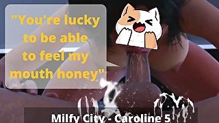 Slapping his dick as a punishment for cuming too soon [Milfy City - Caroline - Part 5]