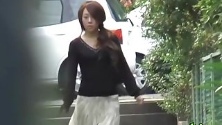 Zealous Japanese angel flashes her beaver when her skirt gets lifted